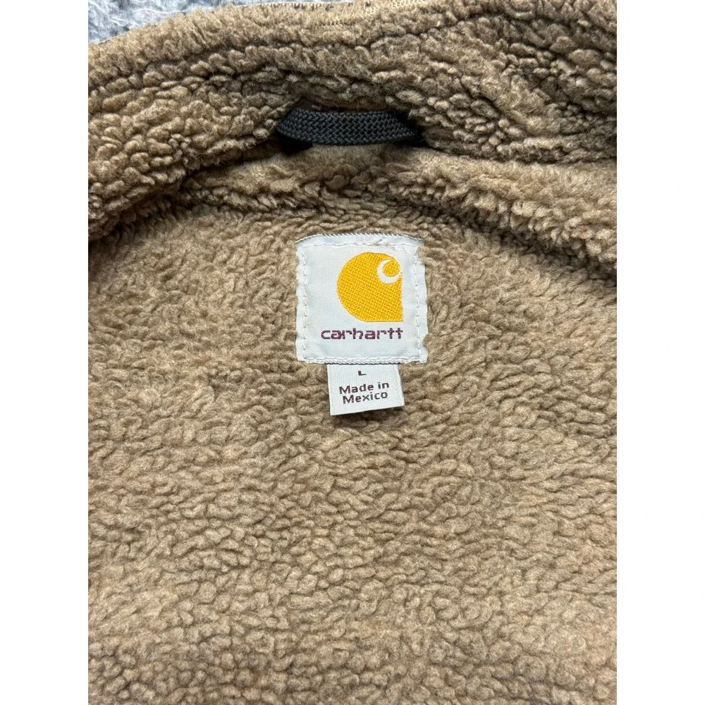 Carhartt V33 DKB Mock Neck Sherpa Lined Sandstone Duck Vest Mens Large Brown